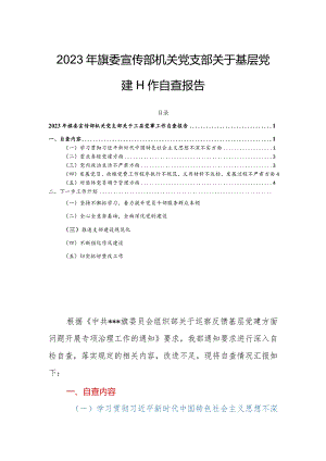 2023年旗委宣传部机关党支部关于基层党建工作自查报告.docx