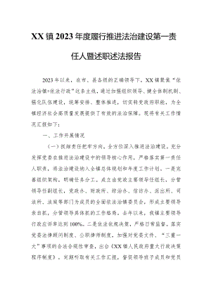 XX镇2023年度履行推进法治建设第一责任人暨述职述法报告.docx