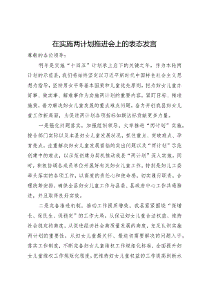 两规划推进会上的表态发言.docx