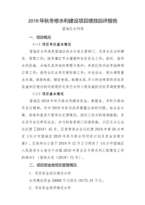 2019年秋冬修水利建设项目绩效自评报告.docx