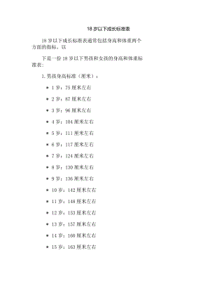 18岁以下成长标准表.docx