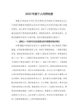公司企业支部2023-2024年度专题组织生活会四个检视个人对照检查（通报上一次上年度查摆问题整改落实情况）.docx