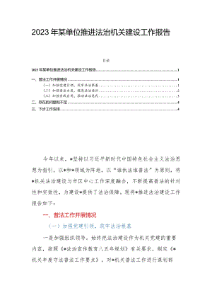 2023年某单位推进法治机关建设工作报告.docx