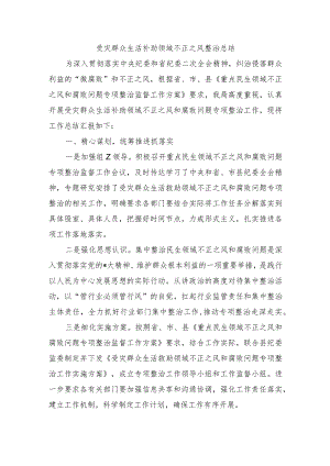 受灾群众生活补助领域不正之风整治总结.docx