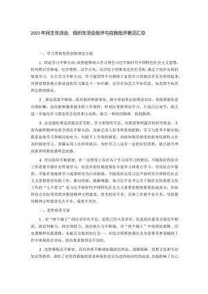 2023年民主生活会、组织生活会批评与自我批评意见汇总.docx