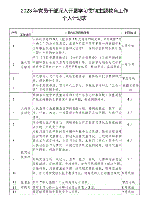 2023年党员干部深入开展学习贯彻主题教育工作个人计划表.docx