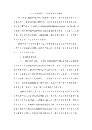 六个方面问题个人剖析检查发言提纲.docx