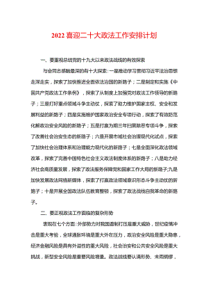 2022喜迎二十大政法工作安排计划.docx