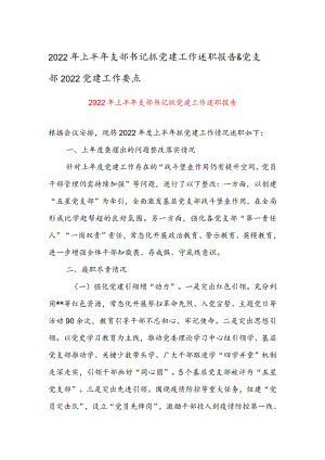 2022年上半年支部书记抓党建工作述职报告&党支部2022党建工作要点.docx