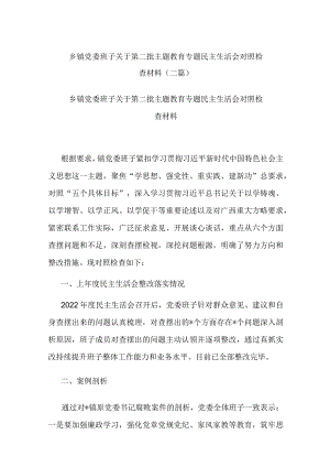 乡镇党委班子关于第二批主题教育专题民主生活会对照检查材料(二篇).docx