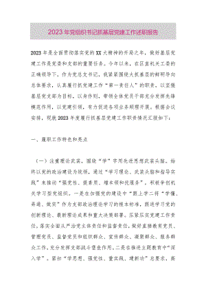 2023年党组织书记抓基层党建工作述职报告.docx