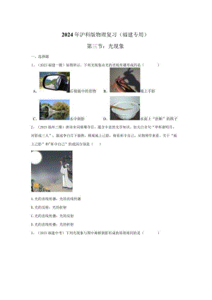 2023-2024年福建模拟、真题分类汇编第三讲：光现象.docx