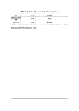200－200年度浙江工商大学优秀研究生干部评审表.docx