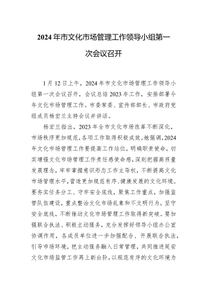 2024年市文化市场管理工作领导小组第一次会议召开.docx