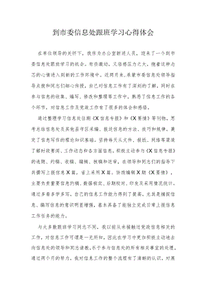 到市委信息处跟班学习心得体会.docx