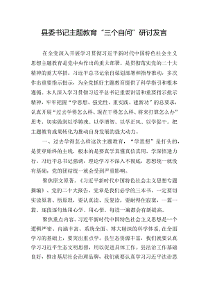 县委书记主题教育“三个自问”研讨发言.docx