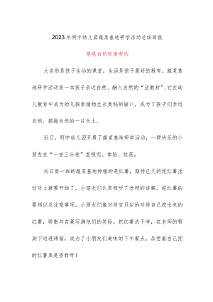2023年明宇幼儿园蔬菜基地研学活动总结简报.docx