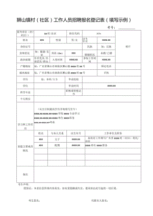 2014年狮山镇政府工作人员招聘报名登记表.docx