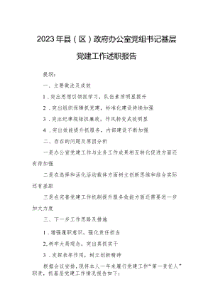 2023年县（区）政府办公室党组书记基层党建工作述职报告.docx