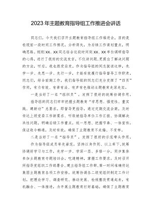 2023年主题教育指导组工作推进会讲话.docx