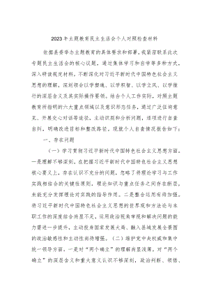 2023年主题教育民主生活会个人对照检查材料.docx