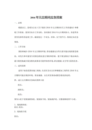 2016元旦春节期间应急预案.docx