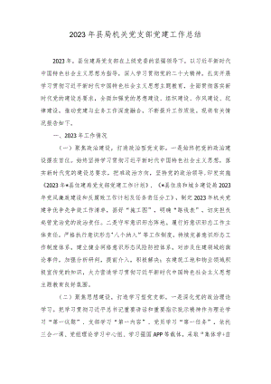 2023年县局机关党支部党建工作总结.docx