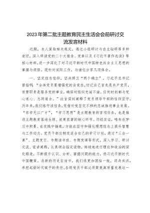 2023年主题教育专题民主生活会会前研讨交流发言材料.docx