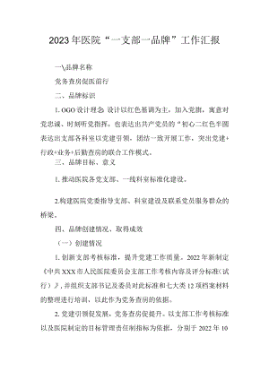 2023年医院“一支部一品牌”工作汇报.docx