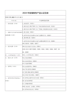 2023年版强制性产品认证目录.docx