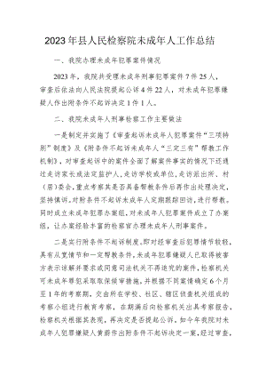 2023年县人民检察院未成年人工作总结.docx