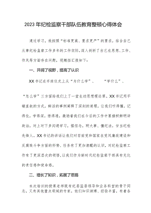 2023年纪检监察干部队伍教育整顿心得体会.docx