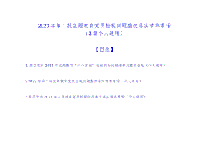 2023年第二批主题教育党员检视问题整改落实清单承诺（3篇个人通用）.docx