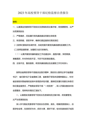 2023年高校领导干部纪检监察自查报告.docx