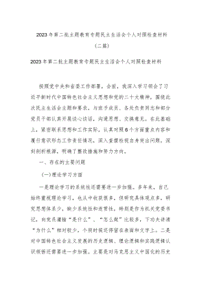 2023年第二批主题教育专题民主生活会个人对照检查材料(二篇).docx
