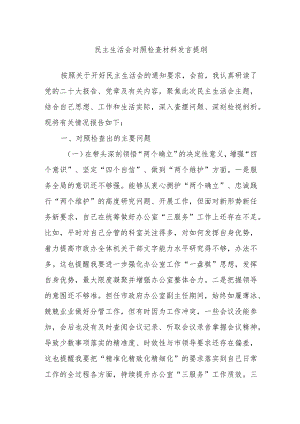 民主生活会对照检查材料发言提纲.docx