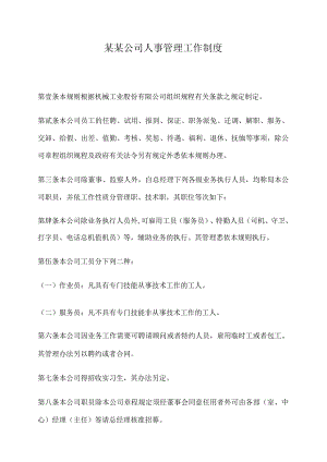 某某公司人事管理工作制度.docx