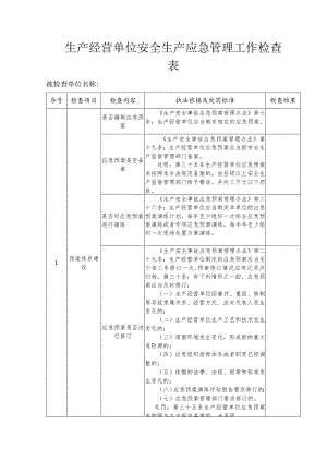 生产经营单位安全生产应急管理工作检查表.docx