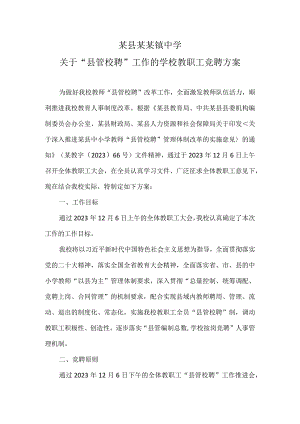 某镇中学关于“县管校聘”工作的学校教职工竞聘方案.docx