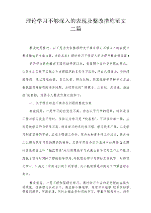理论学习不够深入的表现及整改措施范文三篇.docx