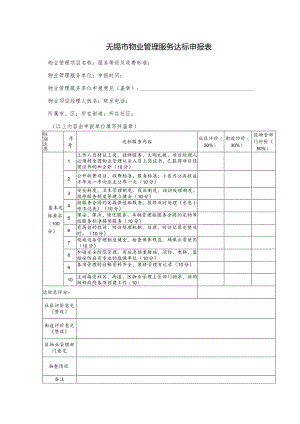 无锡市物业管理服务达标申报表.docx