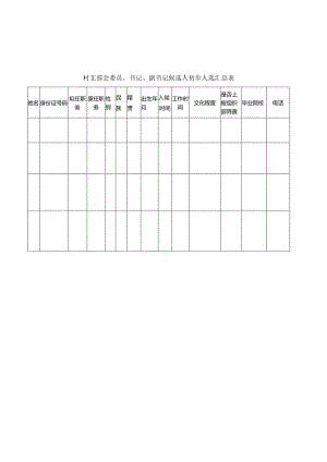 村支部会委员、书记、副书记候选人初步人选汇总表.docx