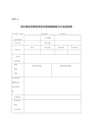 民办高校党委系统党支部调查摸底与分类定级表.docx