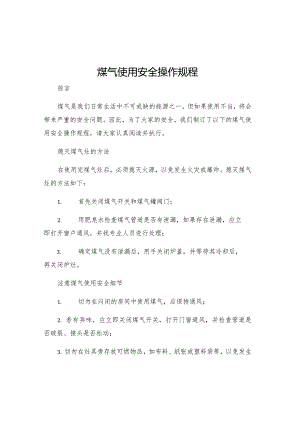 煤气使用安全操作规程.docx