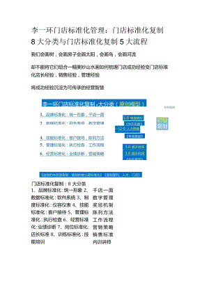 李一环门店标准化管理：门店标准化复制8大分类与门店标准化复制5大流程.docx