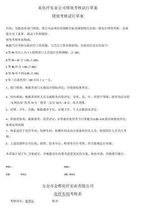 某化纤实业公司绩效考核试行草案.docx