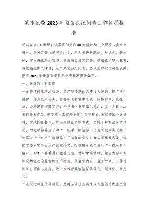 某市纪委2023年监督执纪问责工作情况报告.docx