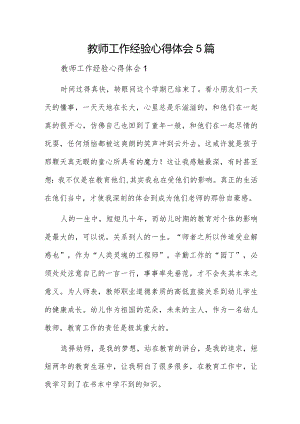 教师工作经验心得体会5篇.docx