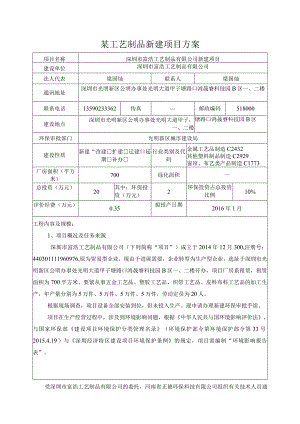 某工艺制品新建项目方案.docx