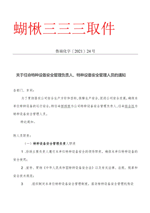 特种设备管理人员任命.docx